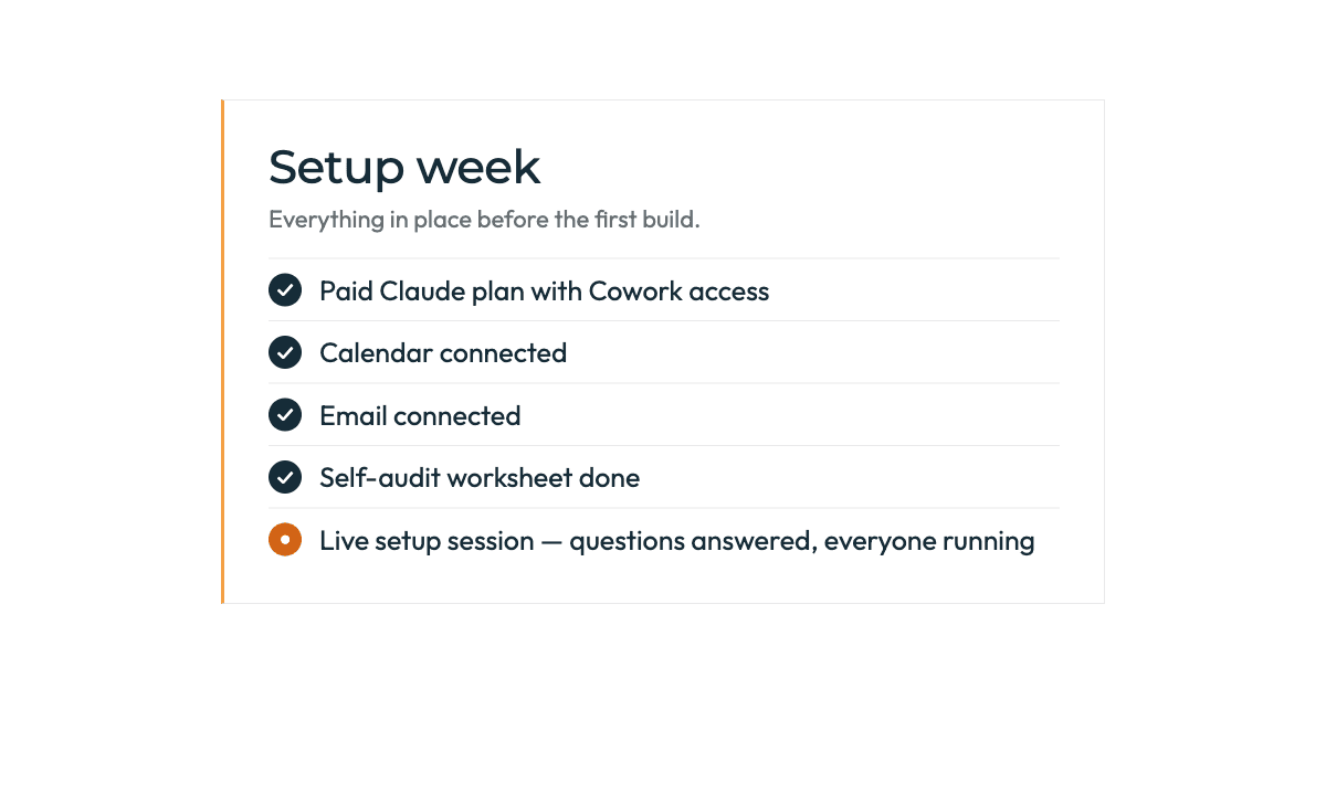Setup week checklist